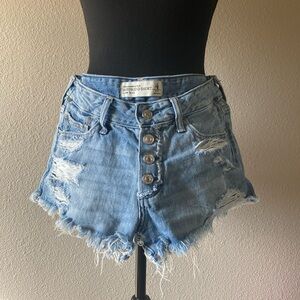 Abercrombie & Fitch Boyfriend Jean Shorts Size 4 W 27 Low Rise Button Fly